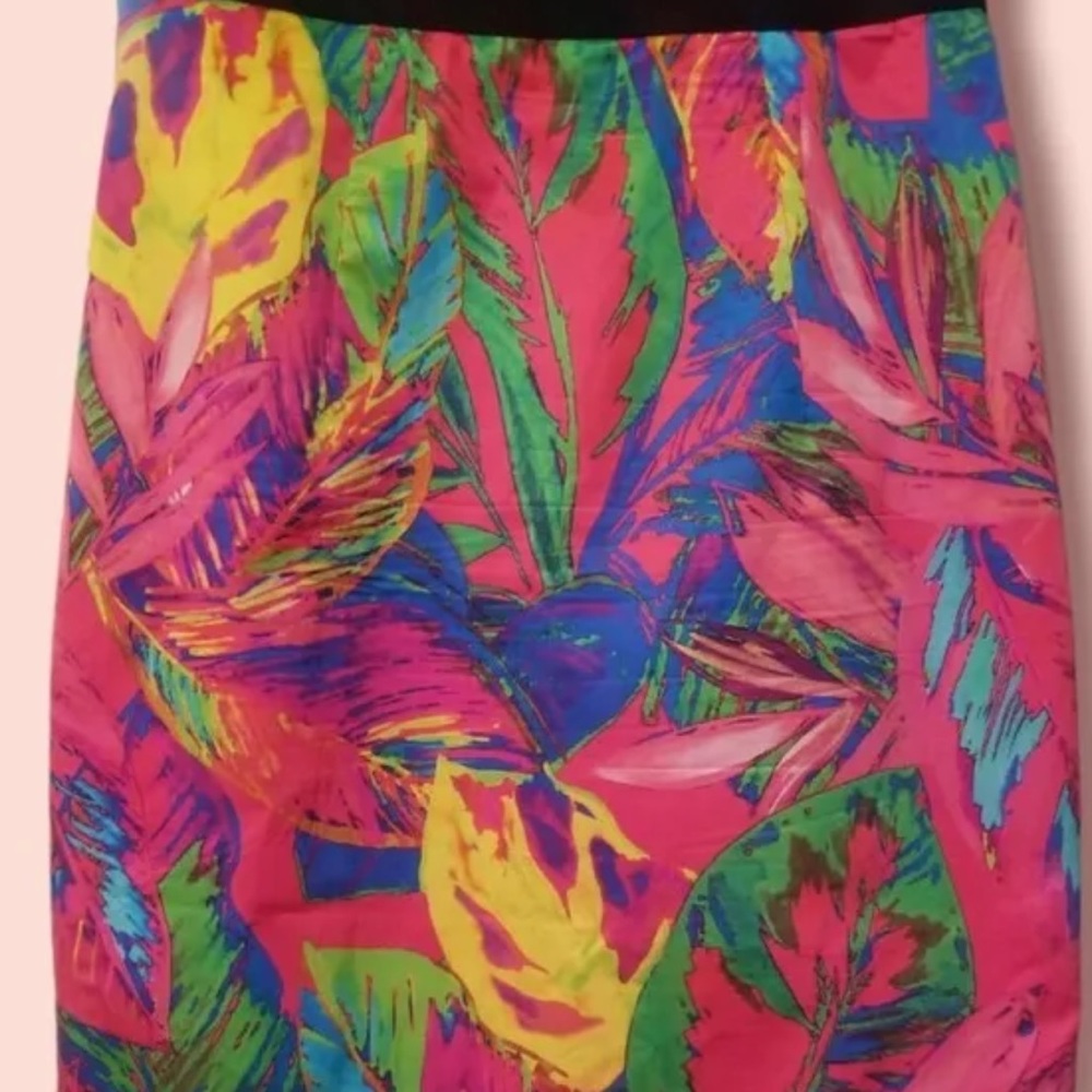 Milly Bright Colorful Summer Floral Feathers Print Pencil Straight Skirt Sz 4